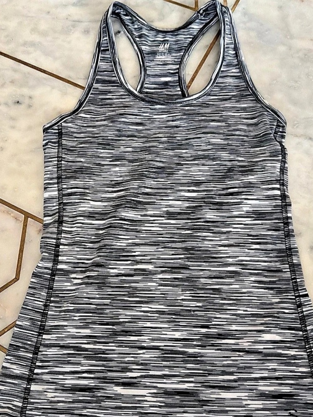 H&M Sport Racerback Tank Top Black & White XS